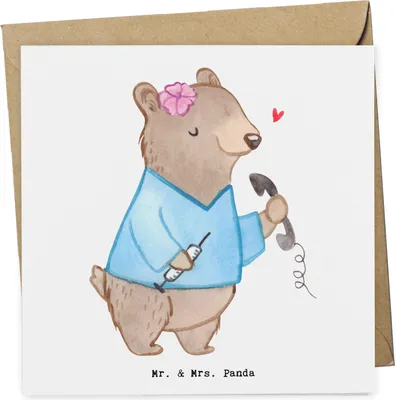 Produktbild von Mr. & Mrs. Panda Glückwunschkarte Arzthelferin Herz - Weiß - Geschenk, doppelkarte, Grußkarte, Arztpraxis, faltkarte, Klappkarte, MFA, anlasskarte, Krankenhaus, krank