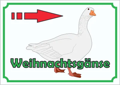 Produktbild von Werbeaufkleber Weihnachtsgans mit Pfeil nach rechts Aufkleber A9 (37x52mm)