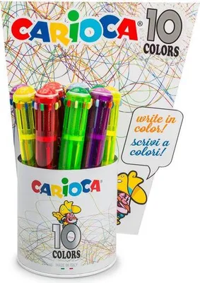 Productafbeelding van Carioca, 10 kleuren, uitrolbare balpen met clip, diverse kleuren, 12 stuks