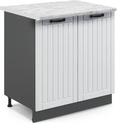 Produktbild von Spülenunterschrank Vicco Fame-Line Weiß Landhaus 80 cm mit Regal, AP Marmor, Model 46326