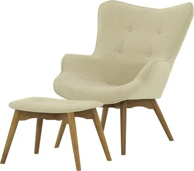 Image de Fauteuil à oreilles avec repose-pied Ducon-Baku 15-like oak