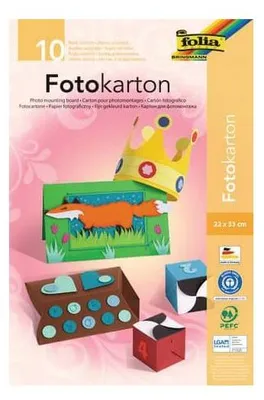 Produktbild von folia Fotokartonblock, 22 × 33 cm, 300 g/m², 10 Blatt, 10-farbig sortiert
