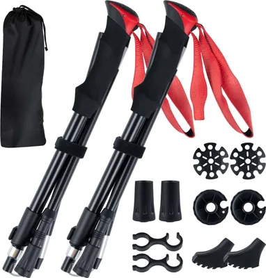Zdjęcie produktu dla Kije trekkingowe COSTWAY, kije turystyczne z szybkozłączką, uchwyt z pianki EVA, akcesoria terenowe, 115-130 cm dla wzrostu 166-195 cm