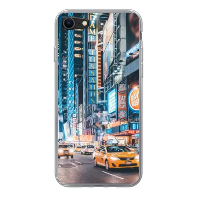 Produktbild von MuchoWow® Handyhülle Schutzhülle Hülle für iPhone SE 2020 New York bei Nacht Silikon Softcase Handy Hülle - Kartenbesitzer