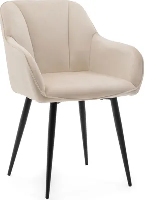 Produktbild von NEW HOME Glamour Stuhl LAGO gespolsterter Esszimmerstuhl Wohnzimmerstuhl mit Steppung - beige - moderne Samt Velours Möbel