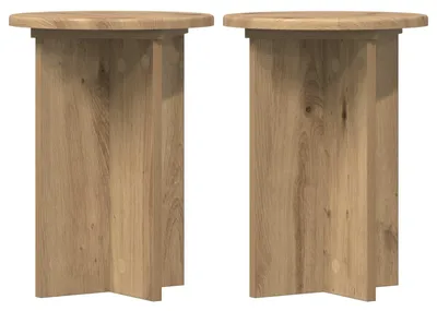 Productafbeelding van vidaXL Plantenstandaard, 2 stuks, ambachtelijk eikenhout, Ø29,5 x 40 cm