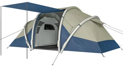 Produktbild von Aufblasbares Zelt 4 Personen Schneller Aufbau Outdoor Camping Zelt mit 2 Schlafzimmer Mesh Fenster Vordach