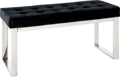 Produktbild von HAKU Sitzbank Bank edelstahl, schwarz - Edelstahl, Samtgewebe, B/H/T: 100x48x41 cm