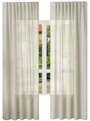 Produktbild von Leinenvorhänge - Fenstergardinen - 2er-Set - Kräuselband - Lichtdämpfend - 175 x 135 cm - Sand