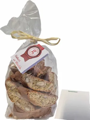 Produktbild von Gisellas Bottega Cantucci mit Mandeln (250g Packung) + usy Block