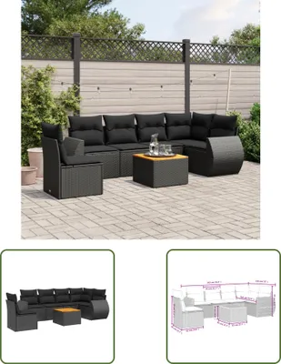 Produktbild von The Living Store 7-tlg. Garten-Sofagarnitur mit Kissen Schwarz Poly Rattan