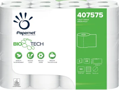Produktbild von Papernet 407575 Toilettenpapier mit Bio Tech Technologie 2-lagig | Packung (24 Stück)