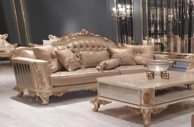 Produktbild von Sitz Dreisitzer Sofa 3 Sitzer Klassische Couch Sofas Stoff Stil Barock Samt Neu