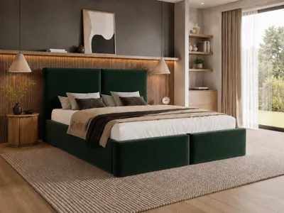 Produktbild von Emlar Polsterbett Estelle 140x200 cm - Designerbett mit Bettkasten & Metalllattenrost - Velvet-Stoff - Doppelbett mit Stauraum Grün (Magic Velvet 2292)