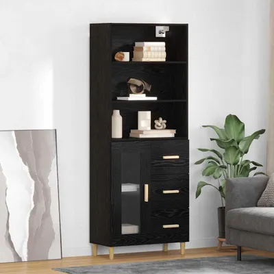 Obrázok produktu pre vidaXL Vysoká skriňa, čierna, vzhľad dubového dreva, 69,5 x 32,5 x 180 cm