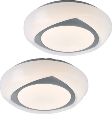 Produktbild von 2er Set LED Deckenleuchte, Metall, weiß, rund, D 35 cm