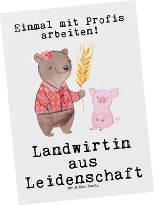 Produktbild von Mr. & Mrs. Panda Postkarte Landwirtin Leidenschaft - Weiß - Geschenk, Ansichtskarten, Postkarten, Witzig, Bauernhof, Tierwirtin, Lustig, einzelkarte, Ansichtskarte