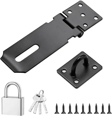 Productafbeelding van Deurslot 10 cm, 2 stuks, roestvrij staal, zwart, voor deuren