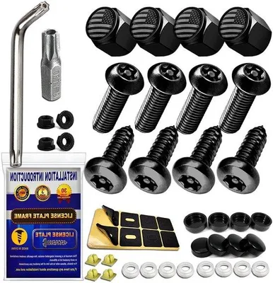 Immagine prodotto di Protezioni per targhe auto - Viti di fissaggio nere - Protezione della targa - Design antifurto - M6 x 20 mm - Nero