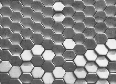 Produktbild von Metallic Tapete mit Wabenmuster | Metall Fototapete in 3D Optik ideal für Büro und Küche im Industrial Style | Hexagon V