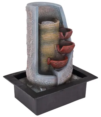 Produktbild von RGB LED Tischbrunnen, schwarz grau, H 39,5 cm, FONTANA