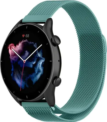 Produktbild von Strap-it Milanese Armband - Kompatibel mit Amazfit GTR 3 (Pro) Armband Ersatzarmband Edelstahl - Armband mit Magnetverschluss - Hochwertiges Material - für Smartwatch 22mm Armband Grün