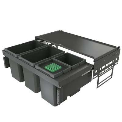 Image de Naber Cox® Base 360 S/900-4, Collecteur de déchets pour tiroirs à casseroles, avec couvercle anthracite, H 360 mm
