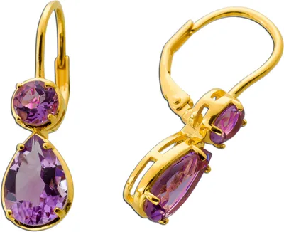 Produktbild von Amethyst Ohrhänger Silber 18K vergoldet brasilianische Amethyste 3.5ct