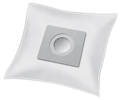 A close-up studio shot of a vacuum cleaner bag with a circular opening.