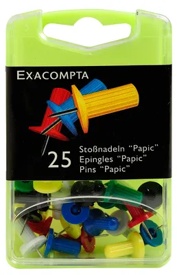 Immagine prodotto di Exacompta 14920E Spilli per bacheca, confezione blister da 25 pezzi assortiti, 7 mm