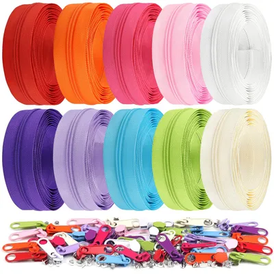 Imagen del producto de Cierres de cremallera de nylon, 10 colores, 28 metros, para coser y manualidades