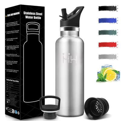 Immagine prodotto di Borraccia per bambini Mulbijeo, 500 ml, senza BPA, thermos con cannuccia, a prova di perdite