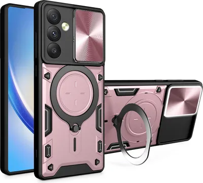 Obrázek produktu pro Pouzdro pro Samsung Galaxy A54 5G dvojvrstvé odolné pouzdro s ochranným krytem kamery a kruhovým stojánkem na prsten Růžové zlato