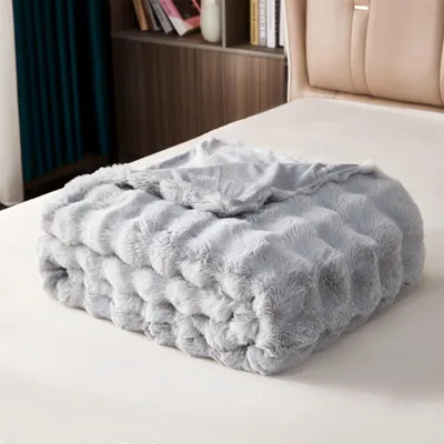 Produktbild von Plüsch-Sofadecke,Kaninchen Plüsch Flauschige Decke, einfarbige Deckedickes Flanell multifunktionale Bettdecke für Schlafzimmer, Sofa,Büro,Reisen,Campingdecke(Hellgrau,130x160cm)