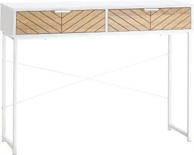Produktbild von HOMCOM Konsolentisch, 100 x 30 x 75 cm, Eingangstisch mit 2 Schubladen und Metallrahmen, moderne Flurm?bel fš¹r Flur, Wohnzimmer, Wei?