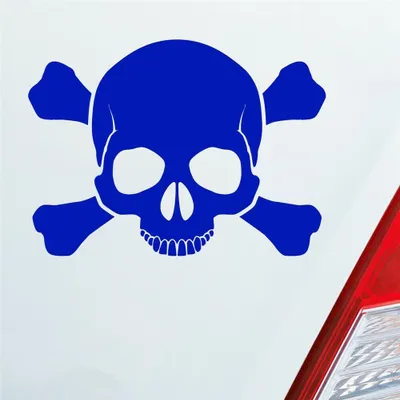 Produktbild von Auto Aufkleber Totenkopf Skull Pirat Tod Kopf Car 13,5x10 cm Dunkelblau Sticker Heckscheibenaufkleber