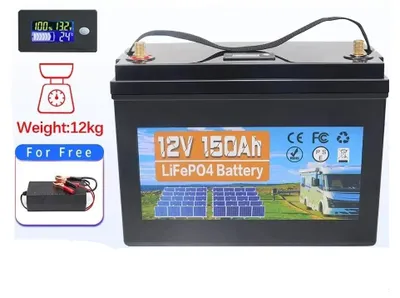 Obrázek produktu pro Lithium-železo-fosfátová baterie 12V 150AH LiFePO4 s BMS pro solární systémy a obytné vozy