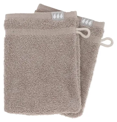 Produktbild von 2er-Set Waschlappen, 15 x 21 cm, 100 % Baumwolle, taupe