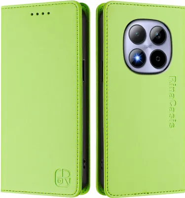 Produktbild von Lederhülle für Xiaomi Redmi Note 15 Pro 4G Hülle Flip Brieftasche Kartenfächern Ständer Schutzhülle Grün