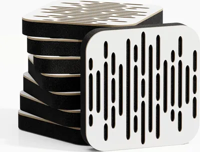Obrázek produktu pro Balení po 8 kusech – mini akustický panel pro pohlcování a rozptyl zvuku | 23 x 23 cm | Redukce hluku – kontrola odrazů | WAVE-d | Bílá]