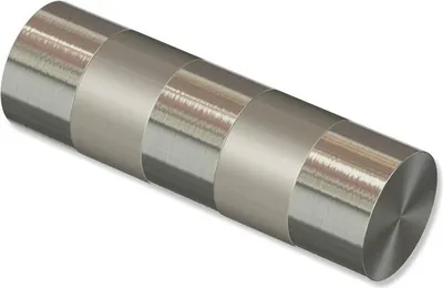 Produktbild von Interdeco Endstücke Zylinder (Bicolor) für Gardinenstangen 20 mm Ø, Edelstahl-Optik / Satin, Modell Mavell (Packung 2 Stück)