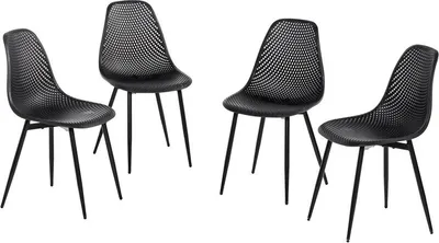 Produktbild von 4er Set aus Stühlen mit Metallbeinen - Schwarz