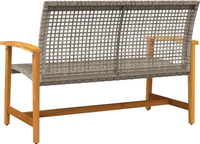 vidaXL Gartenbank Grau 112 cm Poly Rattan und Akazienholz