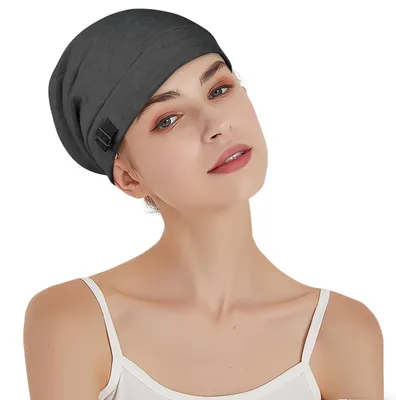 Immagine prodotto di Cappuccio in raso per dormire, color grigio scuro, adatto a uomini e donne con capelli ricci