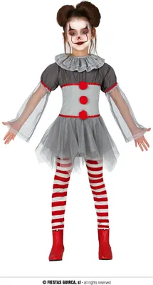 Obrázok produktu pre Klaun dobrodružstvo Mini šaty kostým golier Funny červené biele kreatívne fantasy stvorenia deti role Play Party karneval Funny cirkus farebné štýl Fun, veľkosť: 110/116 farba: sivá