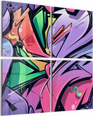 Produktbild von DEQORI Glasbild Echtglas 4x50x50 cm 'Urbane Farbexplosion' Wandbilder XXL groß
