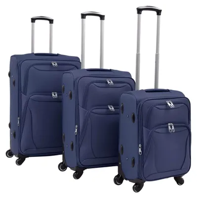 Produktbild von Dunkelblaues 3-teiliges Trolley-Set mit erweiterbarem Volumen und 360-Grad-Rollen