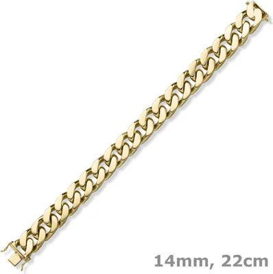14mm-Armband-Panzerkette-585-Gold-Gelbgold-22cm