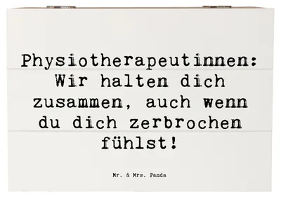 Produktbild von Mr. & Mrs. Panda Geschenkbox Spruch Physiotherapeutin Zusammenhalt 22 x 15 cm - Weiß - Geschenk, Berufsalltag, Beweglichkeit, geschenkkiste, Liebe, Berufsgestaltung