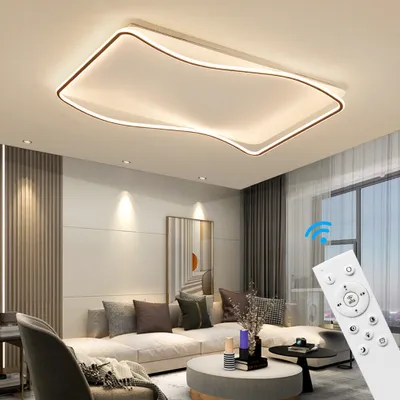 Zdjęcie produktu dla Lampa sufitowa LED z pilotem Regulacja barwy światła/jasności czarna biała lakierowana rama aluminiowa bardzo lekka SX626-1100*700, 126x2 W